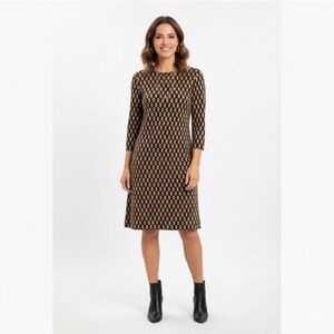 Vivienne Tam Black and Tan Patterned Dress-8